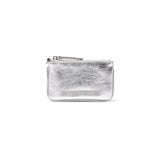 GLOSSY LEATHER COIN WALLET IN SILVER