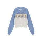 MATIN SNOWFLAKE KNIT ZIP UP IN BLUE