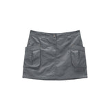 LOWRISE NYLON CARGO MINI SKIRT IN GREY