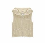 POCKET HOODY ZIP UP KNIT VEST IN LIGHT YELLOW