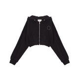 OBLIQUE POCKET HOODY ZIP UP IN BLACK