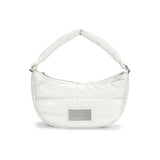 FAUX LEATHER HALF MOON MIDDLE PADDING BAG IN IVORY