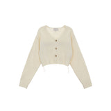 MATIN STITCH POINT CROP CARDIGAN IN IVORY