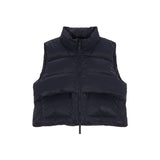 GLOSSY CROP DOWN VEST IN NAVY