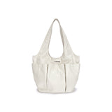 TRIPLE POCKET WRINKLE SHOULDER BAG IN IVORY