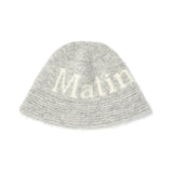 LOGO JACQUARD HEAVY KNIT BUCKET HAT IN GREY