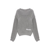 BRAID TEXTURE KNIT PULLOVER IN GREY