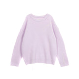 LOGO STITCH HAIRY KNIT PULLOVER IN LIGHT PINK