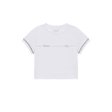 MATIN SMALL LINE LOGO STITCH CROP TOP IN WHITE