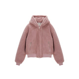 LOGO POINT FLEECE HOODY JUMPER FOR WOMEN IN PINK