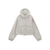 POCKET HOODY NYLON JUMPER IN IVORY