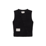 DIAGONAL BUTTON KNIT VEST IN BLACK