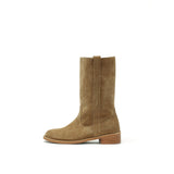 SUEDE LEATHER MIDDLE BOOTS IN KHAKI