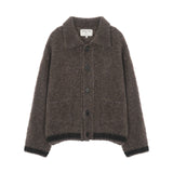 MATIN DOWNY COLLAR KNIT CARDIGAN IN DARK BROWN