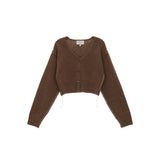 MATIN STITCH POINT CROP CARDIGAN IN BROWN