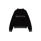 PUNCHING POINT LOGO KNIT CARDIGAN FOR WOMEN IN BLACK