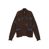 EMBROIDERY LOGO KNIT ZIP UP IN BROWN