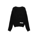 BRAID TEXTURE KNIT PULLOVER IN BLACK