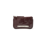 GLOSSY LEATHER COIN WALLET IN BURGUNDY