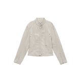 COTTON BIKER JUMPER IN CREAM