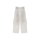 DIRTY WASHED HEAVY CARGO PANTS IN WHITE