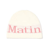 LOGO JACQUARD KNIT BEANIE IN IVORY