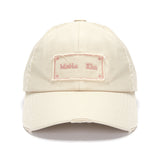 SQUARE LOGO CUTOUT BALL CAP IN LIGHT BEIGE