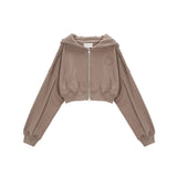 OBLIQUE POCKET HOODY ZIP UP IN KHAKI