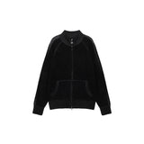 TWO TONE MIXED KNIT ZIP UP FOR MEN IN BLACK