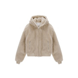 LOGO POINT FLEECE HOODY JUMPER FOR WOMEN IN BEIGE