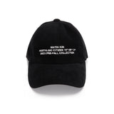 CORDUROY LETTERING BALL CAP IN BLACK