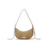 HALF MOON SUEDE LEATHER HOBO BAG IN KHAKI