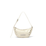 STUD LEATHER SHOULDER BAG IN IVORY