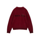 PUNCHING POINT LOGO KNIT CARDIGAN FOR MEN IN BURGUNDY